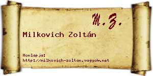 Milkovich Zoltán névjegykártya