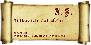 Milkovich Zoltán névjegykártya